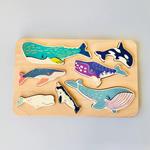 Familia de ballenas de madera | Bajo | Juguetes Montessori