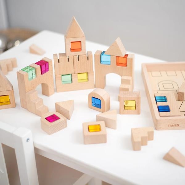 BLOQUES Y GEMAS DE CONSTRUCCIÓN TICKIT | TICK-73546 | Juguetes de madera ecológicos, educativos y originales