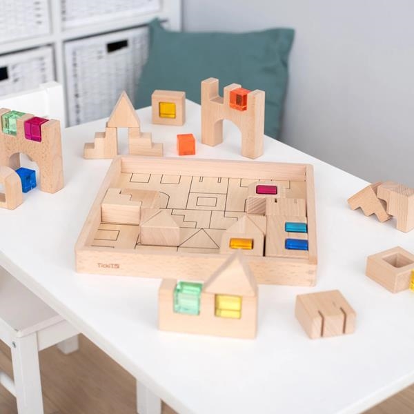 Bloques de madera y gemas para Mesa de Luz | Bloques sensoriales