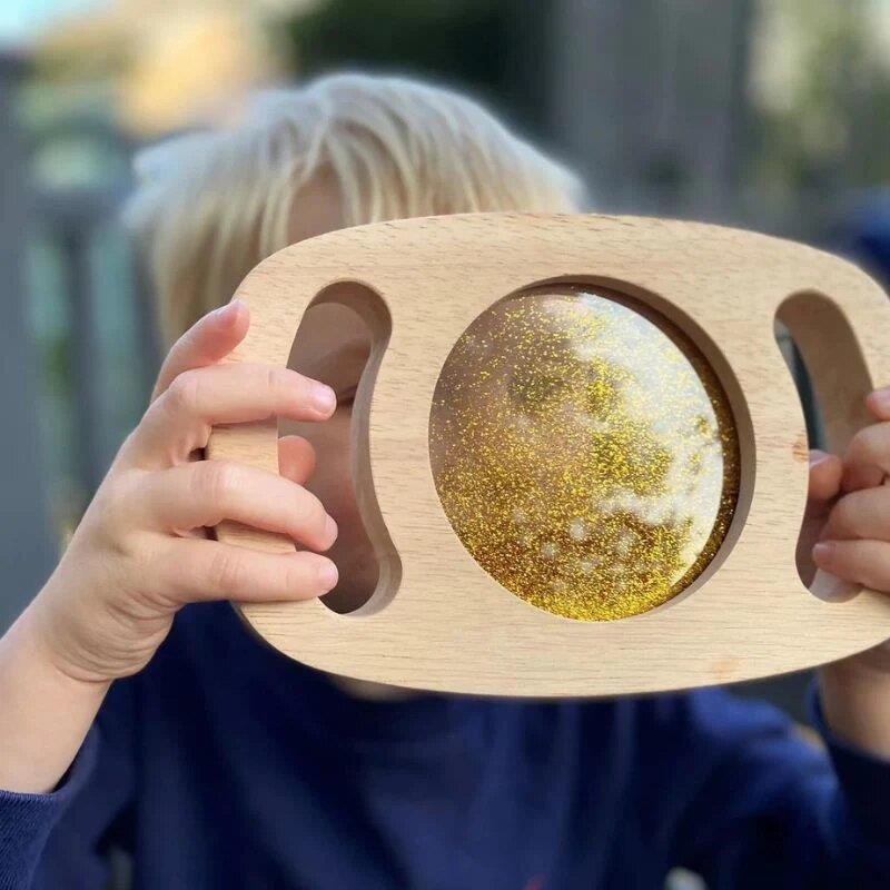 Panel Sensorial Glitter Oro Tickit | Marco de Madera 