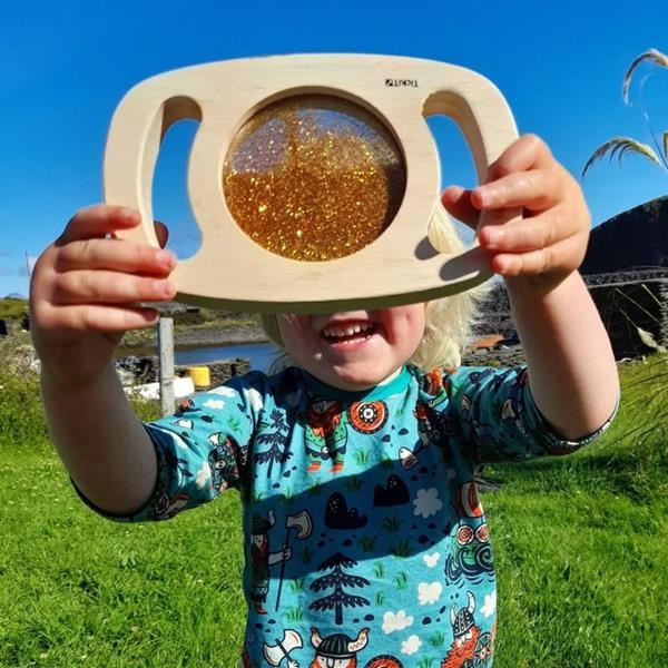 Panel Sensorial Glitter Oro Tickit | Marco de Madera 