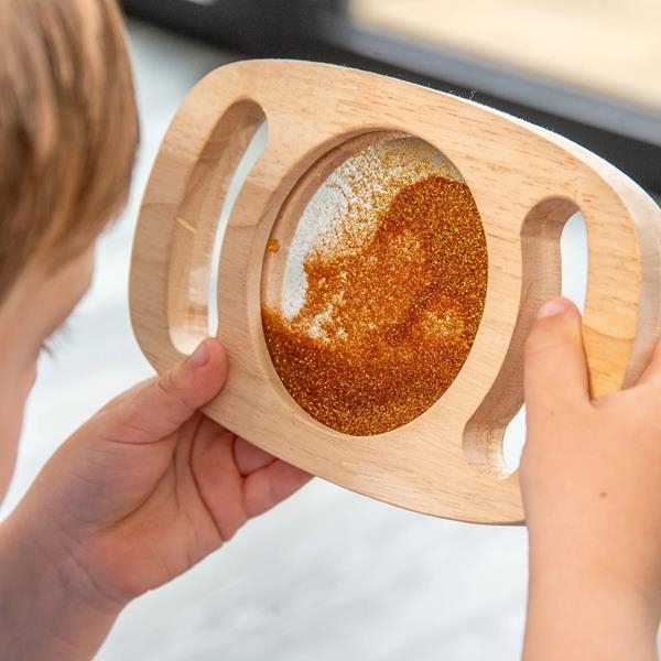 Panel Sensorial Glitter Oro Tickit | Marco de Madera 