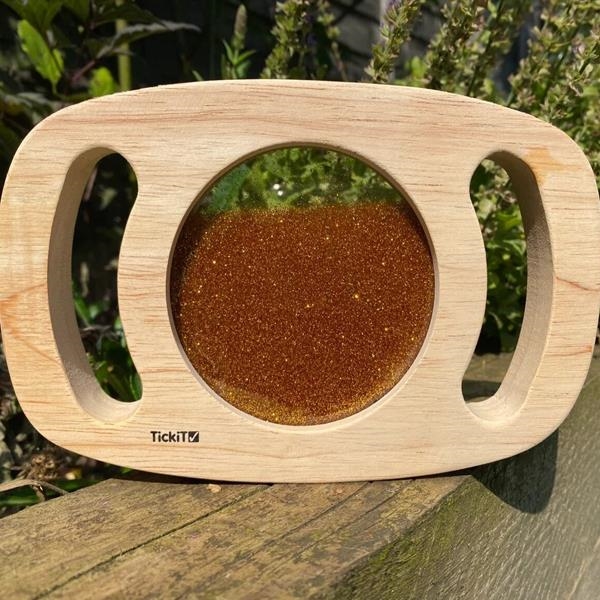 Panel Sensorial Glitter Oro Tickit | Marco de Madera 
