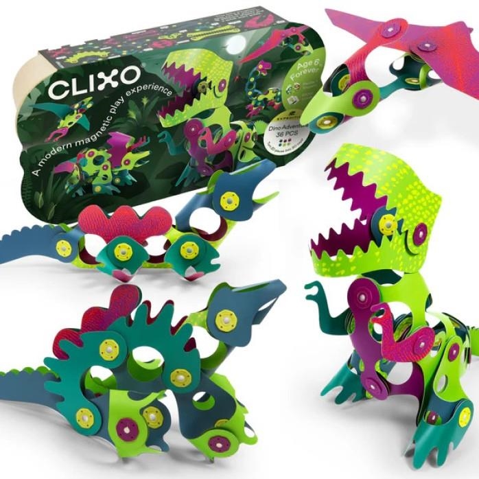 Clixo Dino Adventure Pack | Construcción Magnética Flexible 