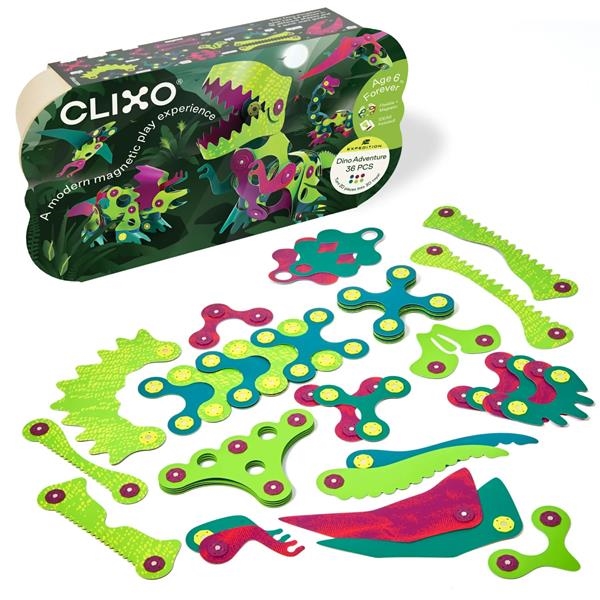 Clixo Dino Adventure Pack | Construcción Magnética Flexible 