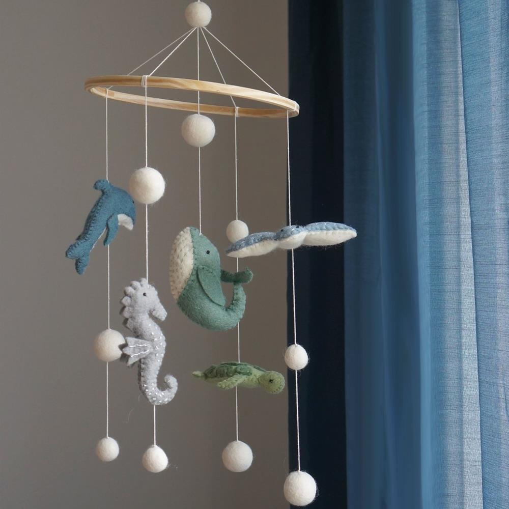 Móvil Bebé Animales del Mar Gamcha | Lana Afieltrada Artesanal