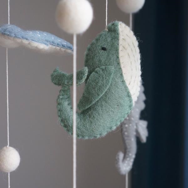 Móvil Bebé Animales del Mar Gamcha | Lana Afieltrada Artesanal