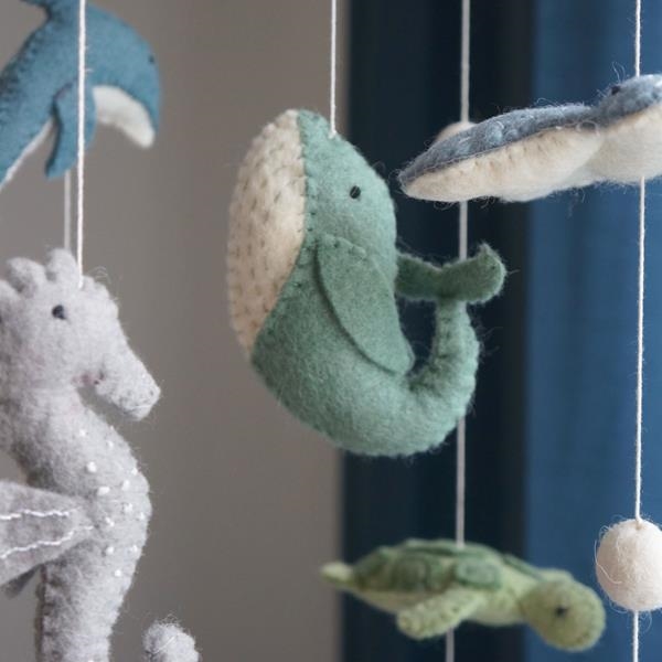 Móvil Bebé Animales del Mar Gamcha | Lana Afieltrada Artesanal