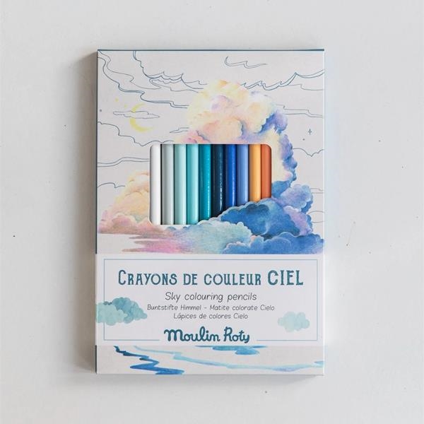 12 Creyones Color del Cielo Moulin Roty | Lápices de Dibujo Artístico 