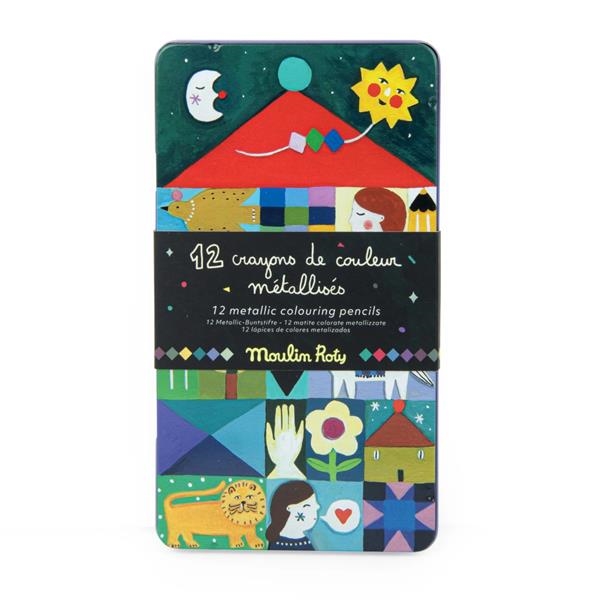 12 LÁPICES DE COLORES METALIZADOS | MR687009 | Juguetes de madera ecológicos, educativos y originales