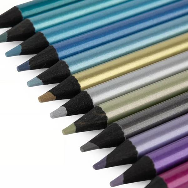 12 Creyones Metalizados Moulin Roty | Lápices de Colores con Brillo 