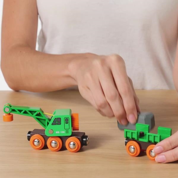 Grúa con vagón Clever | Trenes Brio | Kamchatka Magic Toys