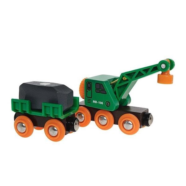 Grúa con vagón Clever | Trenes Brio | Kamchatka Magic Toys