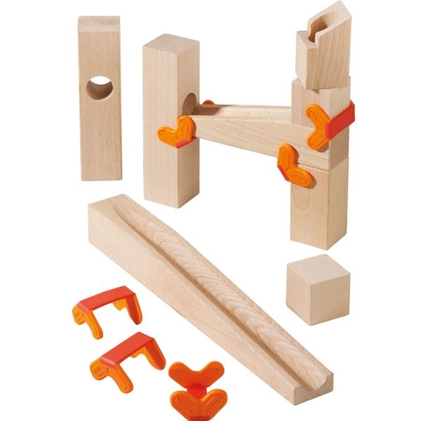 VÍAS CON PINZA DE APRIETE Y RAMPAS | HA3650 | Juguetes de madera ecológicos, educativos y originales